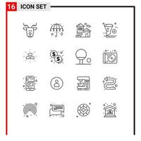 Pack of 16 creative Outlines of bars design home application add Editable Vector Design Elements