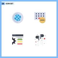 Group of 4 Modern Flat Icons Set for education setting computers hardware free Editable Vector Design Elements