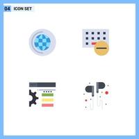 Group of 4 Modern Flat Icons Set for education setting computers hardware free Editable Vector Design Elements