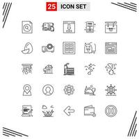 Universal Icon Symbols Group of 25 Modern Lines of bar evacuate arrows escape loading Editable Vector Design Elements