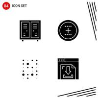 Collection of 4 Vector Icons in solid style Pixle Perfect Glyph Symbols for Web and Mobile Solid Icon Signs on White Background 4 Icons