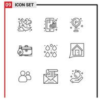 9 Universal Outline Signs Symbols of open business graph briefcase traffic Editable Vector Design Elements