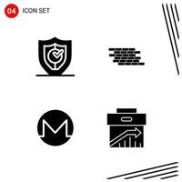 Collection of 4 Vector Icons in solid style Pixle Perfect Glyph Symbols for Web and Mobile Solid Icon Signs on White Background 4 Icons