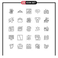 paquete de iconos de vector de stock de 25 signos y símbolos de línea para mensajes de sonido conversación de navegador programación elementos de diseño de vector editables