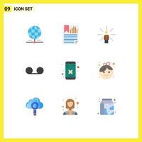 Modern Set of 9 Flat Colors and symbols such as voice mail paper sense human Editable Vector Design Elements