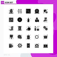 25 Universal Solid Glyphs Set for Web and Mobile Applications graphics sick cam liver disease Editable Vector Design Elements