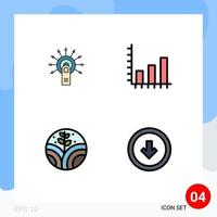 4 Thematic Vector Filledline Flat Colors and Editable Symbols of touch environment done business farming Editable Vector Design Elements