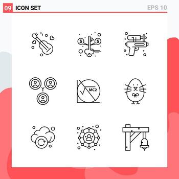 Collection of 9 Vector Icons in Line style Modern Outline Symbols for Web and Mobile Line Icon Sign Isolated on White Background 9 Icons