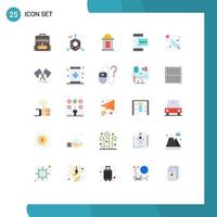 Pack of 25 Modern Flat Colors Signs and Symbols for Web Print Media such as heart smart phone ticket phone message Editable Vector Design Elements