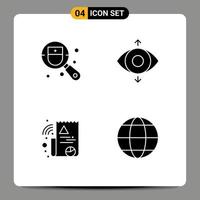 Universal Icon Symbols Group of 4 Modern Solid Glyphs of checkup file search view education Editable Vector Design Elements