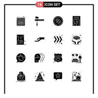 Universal Icon Symbols Group of 16 Modern Solid Glyphs of design bucket rugby ball travel elevator Editable Vector Design Elements