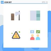 Group of 4 Modern Flat Icons Set for axe attention tool layout answers Editable Vector Design Elements