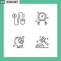 Pictogram Set of 4 Simple Filledline Flat Colors of mouse relaxed exercise human gdpr Editable Vector Design Elements