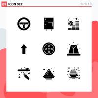 Group of 9 Solid Glyphs Signs and Symbols for turbine upload budget up arrow Editable Vector Design Elements