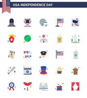 Pack of 25 creative USA Independence Day related Flats of flag usa television international country Editable USA Day Vector Design Elements