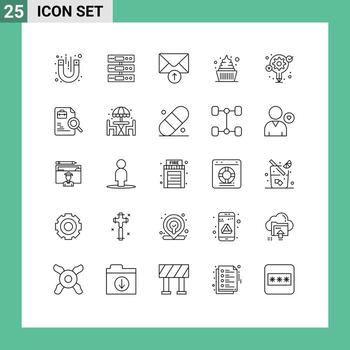 grupo de 25 líneas modernas establecidas para archivos de dulces de engranajes elementos de diseño vectorial editables de crema de helado vector