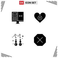 4 Universal Solid Glyphs Set for Web and Mobile Applications app earring develop like gold Editable Vector Design Elements