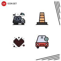 4 Universal Filledline Flat Color Signs Symbols of city games truck technology tetris Editable Vector Design Elements