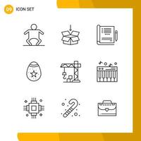 9 Icon Set Line Style Icon Pack Outline Symbols isolated on White Backgound for Responsive Website Designing vector