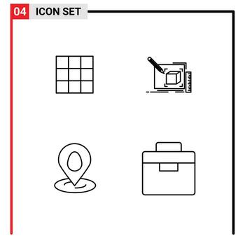 4 User Interface Line Pack of modern Signs and Symbols of feed location sets sketch map Editable Vector Design Elements