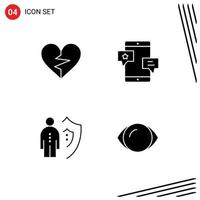 4 Creative Icons Modern Signs and Symbols of heart promotion favorite community job Editable Vector Design Elements