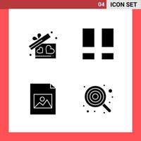 4 Icon Pack Solid Style Glyph Symbols on White Background Simple Signs for general designing vector