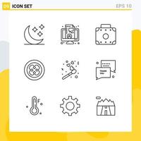 Pack of 9 Modern Outlines Signs and Symbols for Web Print Media such as love vegetarian briefcase fruit fajita Editable Vector Design Elements
