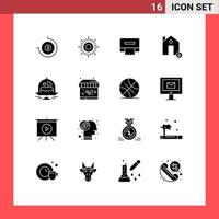 Universal Icon Symbols Group of 16 Modern Solid Glyphs of love plate tissue cake lock Editable Vector Design Elements