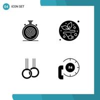 Group of 4 Modern Solid Glyphs Set for action gymnastics nonstop electric plug call Editable Vector Design Elements