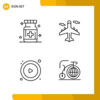 4 Icon Set Line Style Icon Pack Outline Symbols isolated on White Backgound for Responsive Website Designing vector