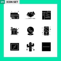 Pack of 9 Solid Style Icon Set Glyph Symbols for print Creative Signs Isolated on White Background 9 Icon Set vector