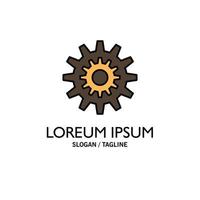 Settings Cog Gear Production System Wheel Work Business Logo Template Flat Color vector