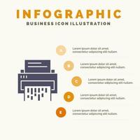 Confidential Data Delete Document File Information Shredder Solid Icon Infographics 5 Steps Presentation Background vector