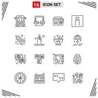 16 Icons Line Style Grid Based Creative Outline Symbols for Website Design Simple Line Icon Signs Isolated on White Background 16 Icon Set vector