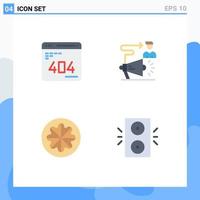 Set of 4 Commercial Flat Icons pack for develop megaphone web target healthy Editable Vector Design Elements