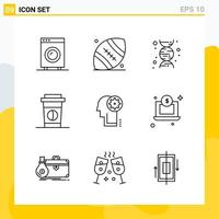 Collection of 9 Universal Line Icons Icon Set for Web and Mobile vector