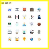 Group of 25 Flat Colors Signs and Symbols for off down projector close suitcase Editable Vector Design Elements