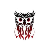 owl tribal design illustration in reddish black color vector