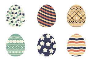 A collection of Easter eggs with various drawings. Traditional religious holiday celebration. Orthodox easter food collection. Decorated chicken eggs isolated on white background vector
