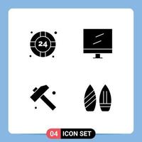 Group of 4 Modern Solid Glyphs Set for help tool help desk mac snowboard Editable Vector Design Elements