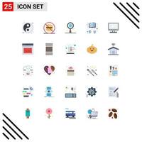 Set of 25 Modern UI Icons Symbols Signs for pc device research monitor ebook Editable Vector Design Elements