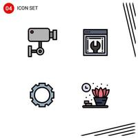 Universal Icon Symbols Group of 4 Modern Filledline Flat Colors of cam gear surveillance web configuration instagram Editable Vector Design Elements