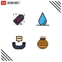 Universal Icon Symbols Group of 4 Modern Filledline Flat Colors of label pot women sign message water Editable Vector Design Elements