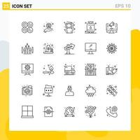 Set of 25 Modern UI Icons Symbols Signs for tank gas blogger energy person Editable Vector Design Elements