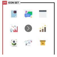 Universal Icon Symbols Group of 9 Modern Flat Colors of media player next app person efficiency Editable Vector Design Elements