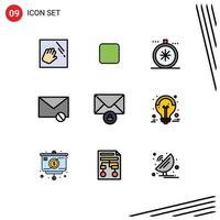 Modern Set of 9 Filledline Flat Colors and symbols such as message spam direction sms mail Editable Vector Design Elements