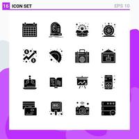 Set of 16 Commercial Solid Glyphs pack for quick loan intelligence instant box Editable Vector Design Elements