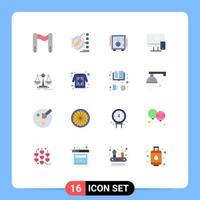 Group of 16 Flat Colors Signs and Symbols for mobile device bank monitor safe box Editable Pack of Creative Vector Design Elements