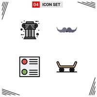 Set of 4 Commercial Filledline Flat Colors pack for greek men column hipster radio button Editable Vector Design Elements