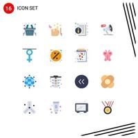 16 Thematic Vector Flat Colors and Editable Symbols of gender promotion info promo megaphone Editable Pack of Creative Vector Design Elements